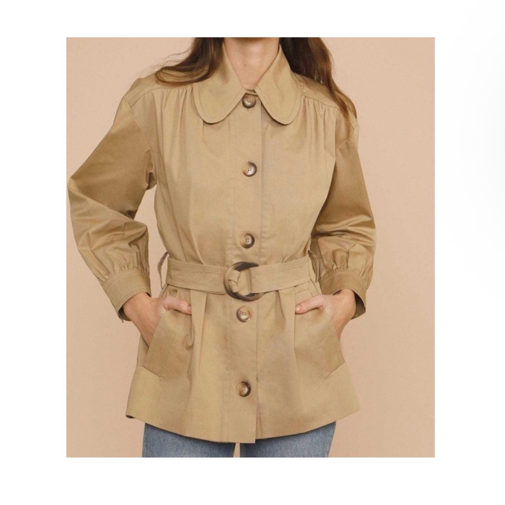 RARE NWT Rouje John Short Belted Trench Coat - Picture 6 of 14